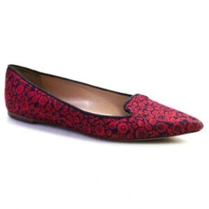 J. Crew Harper Printed Pointy Toe Floral Flats Red Size 6